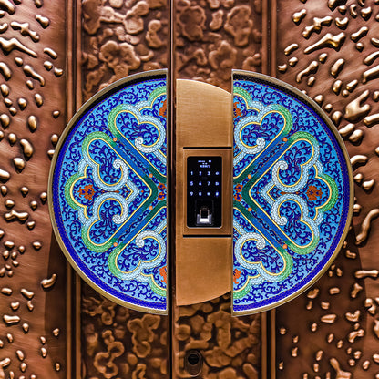 Exterior Doors Luxurious Copper Double Door with Art Deco for Villas Entry Door Water drops Cloisonne