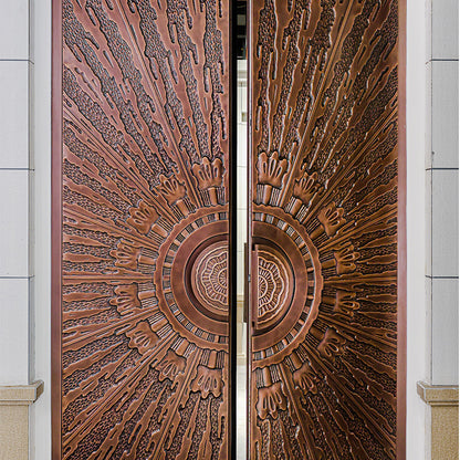 Exterior Doors Luxurious Copper Double Door with Art Deco for Villas Entry Door Radiant