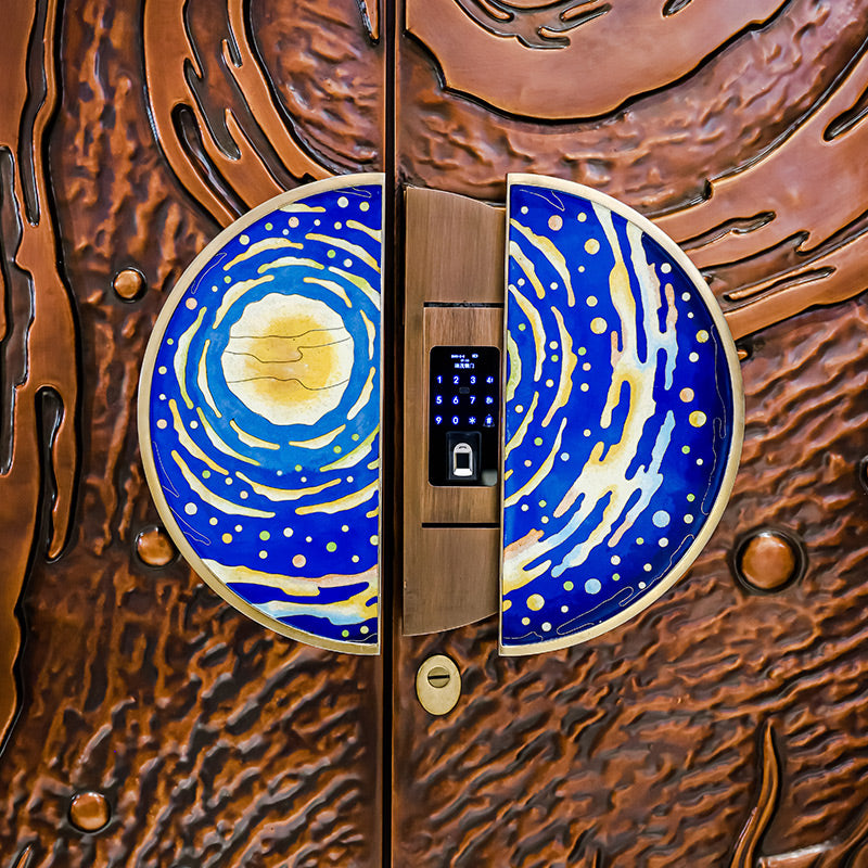 Exterior Doors Luxurious Copper Double Door with Art Deco for Villas Entry Door Spectacular nebula