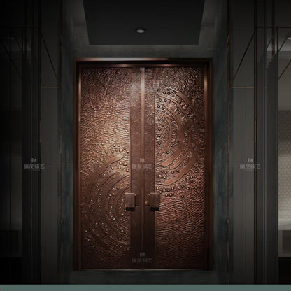 Exterior Doors Luxurious Copper Double Door with Art Deco for Villas Entry Door Look up at the stars