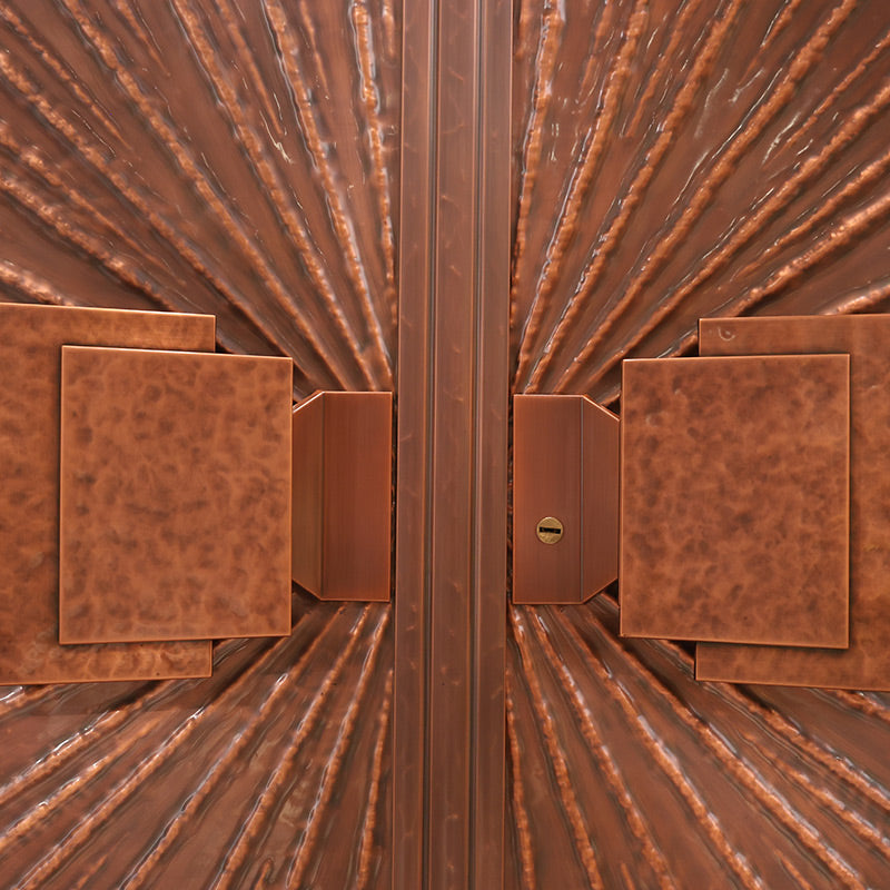 Exterior Doors Luxurious Copper Double Door with Art Deco for Villas Entry Door A thousand pieces of red color