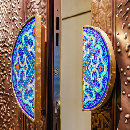 Luxury copper door smart lock pure copper double opening courtyard door drops Cloisonne