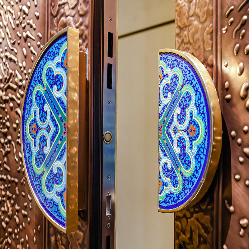 Exterior Doors Luxurious Copper Double Door with Art Deco for Villas Entry Door Water drops Cloisonne