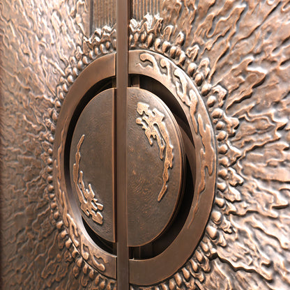 Exterior Doors Luxurious Copper Double Door with Art Deco for Villas Entry Door The sun shines brightly