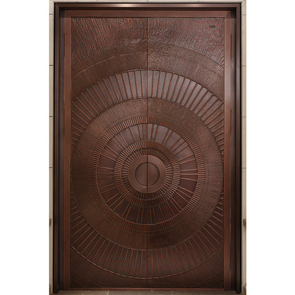 Puertas exteriores Lujosa puerta doble de cobre con estilo Art Deco para la puerta de entrada de villas Sinosin