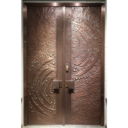 Exterior Doors Luxurious Copper Double Door with Art Deco for Villas Entry Door Look up at the stars