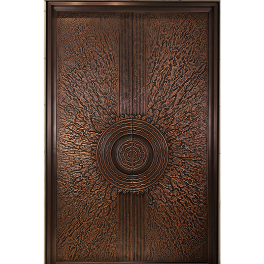 The sun is shining Exterior Doors Luxurious Copper Double Door with Art Deco for Villas Entry Door