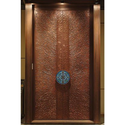 Luxury copper door smart lock pure copper double opening courtyard door drops Cloisonne