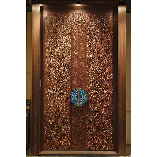 Luxury copper door smart lock pure copper double opening courtyard door drops Cloisonne