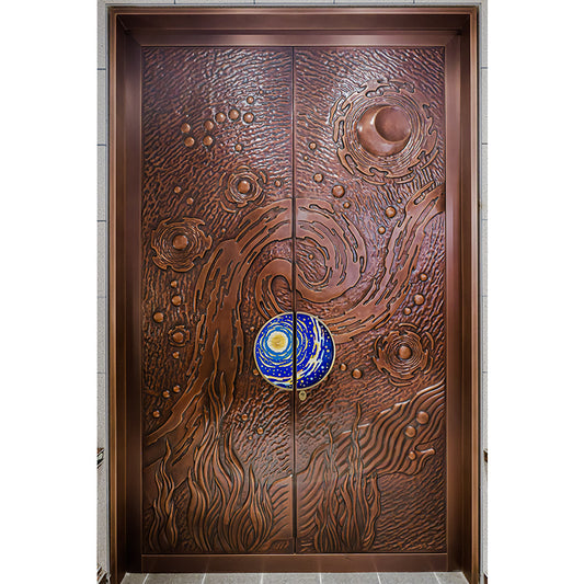 Exterior Doors Luxurious Copper Double Door with Art Deco for Villas Entry Door Spectacular nebula