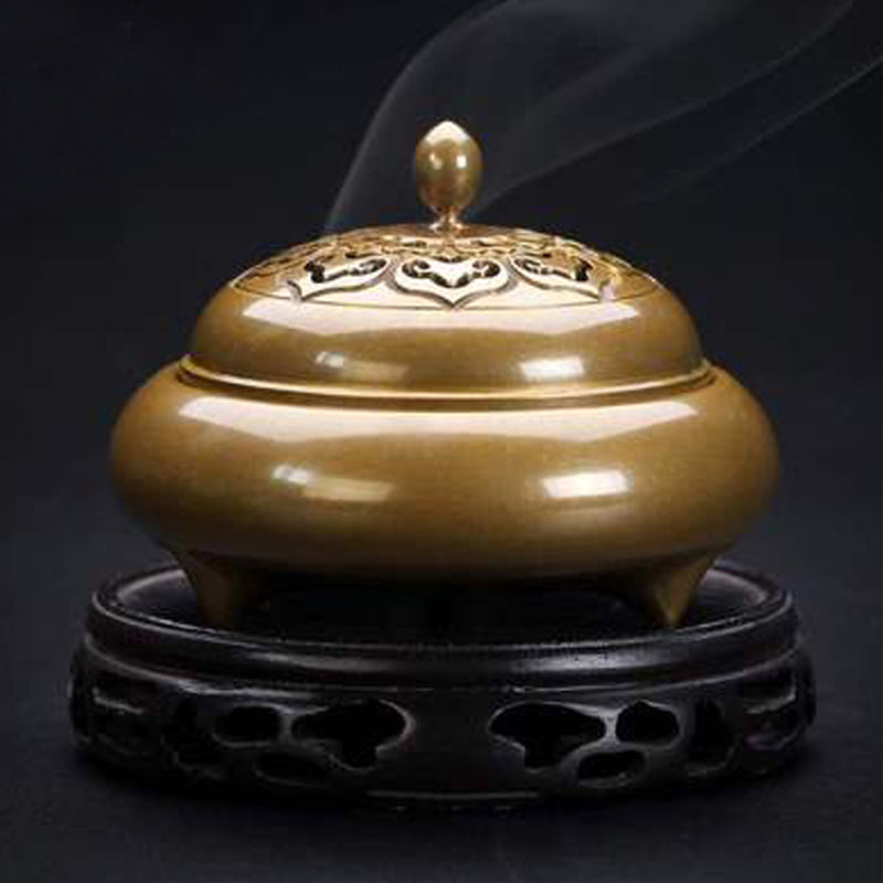 Brass flat tripod Handmade brass incense burner